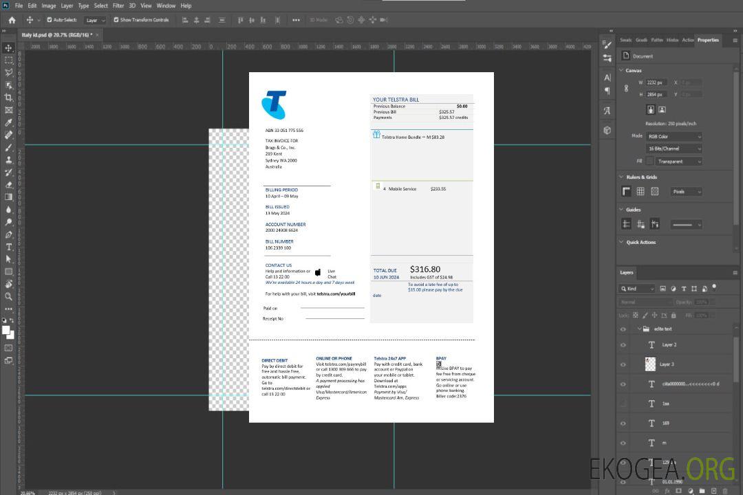 Modèle de facture de services publics pour les entreprises de télécommunications Australie Telstra au format Word et PDF template Modèle de facture de services publics pour les entreprises de télécommunications Australie Telstra au format Word et PDF template